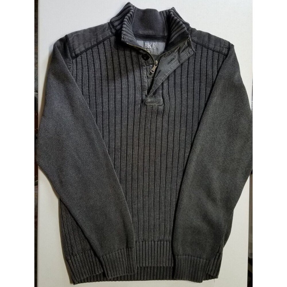 BKE Long Sleeve Mock Neck 1/4 Zip Button Sweater Ribbed Gray Women's Size XXL